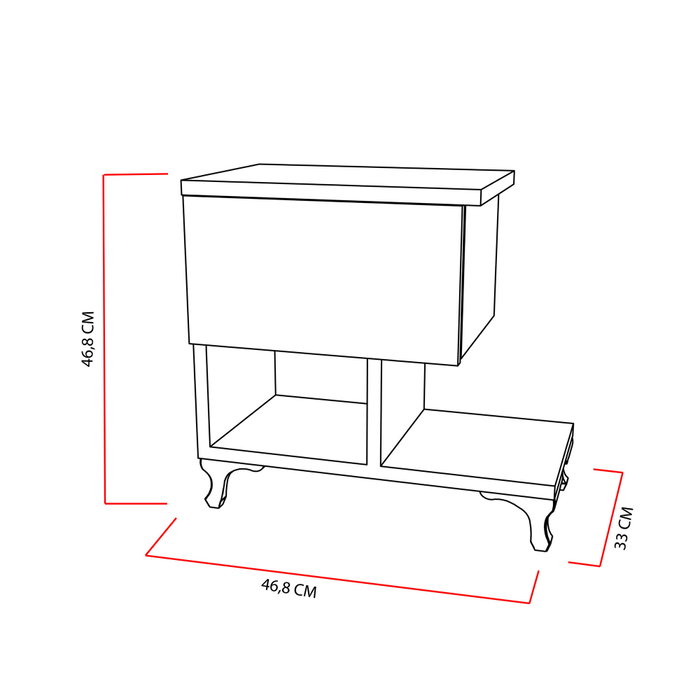 Hanah Home Mesilla de Noche Blanca 46.8cm Ancho x 46.8cm Alto x 33cm Fondo